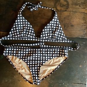 J Crew black and white bikini
